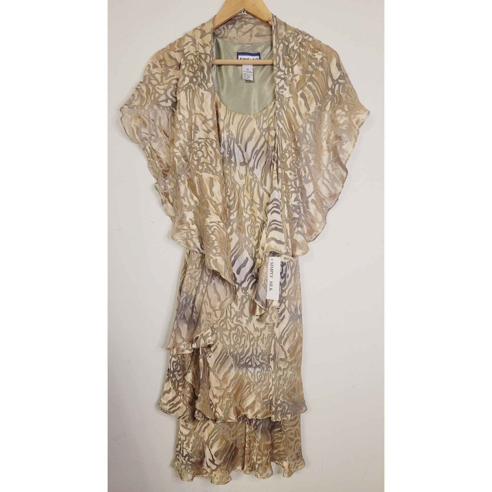 Slip Dress Fairy Boho Whimsical Animal Print Flirty Silk Blend Layered Scarf Y2k